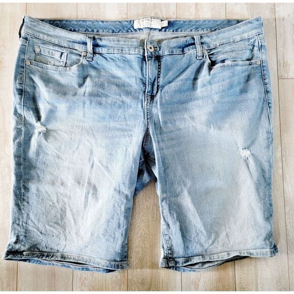 Torrid 22 Women's Jean Shorts Acid Wash Distress Stretch‎ Pockets Button Zip - Picture 5 of 8